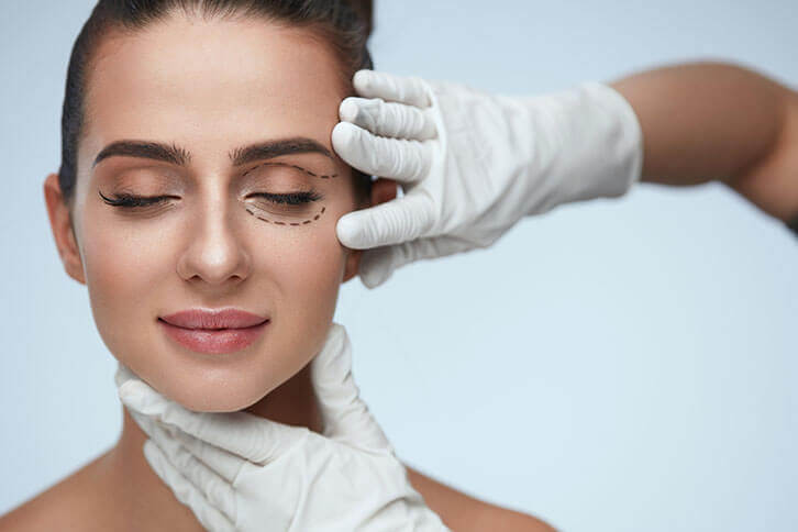 Woman Being Prepped for a Blepharoplasty